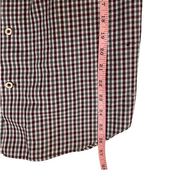 Lorenzo Uomo Trim Fit 15.5 34/35 White Gray Red Check Gingham Button Front Shirt - Picture 5 of 11